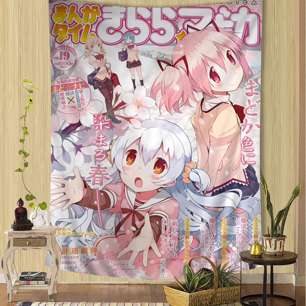 

Kawaii Magical Girl Tapestry Flat Print Pink Hair Anime Girl Wall Hanging for Bedroom Dorm Aesthetic Manga Room Decor Art 40X60CM