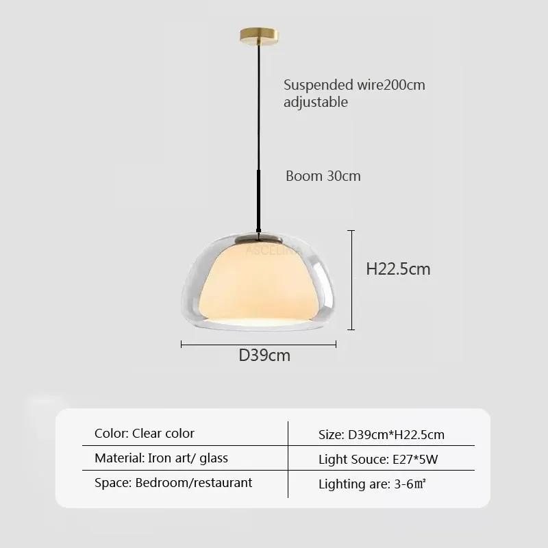 Nordic Glass Pendant Light LED Minimalist Cream Hanging Lamps For Restaurant Living Room Bedroom Study Home Decoration Fixtures