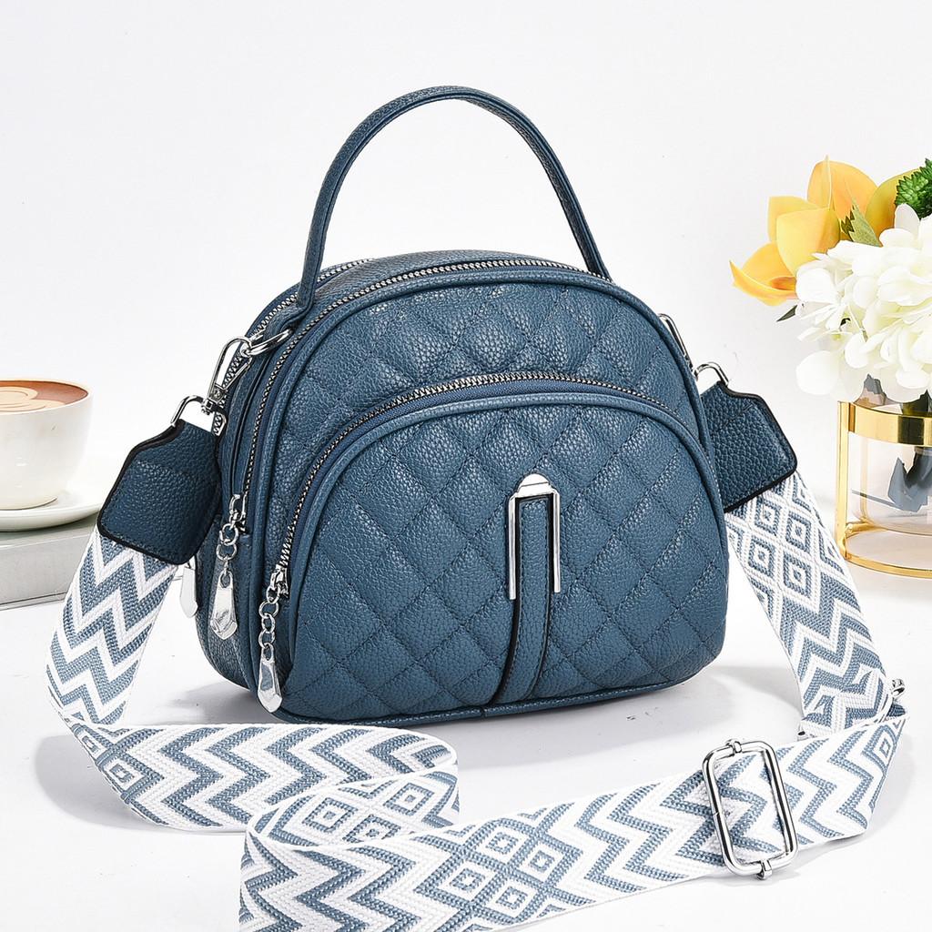 Stylish Mini Quilted Handbag Elegant Pu Material Versatile Shoulder Crossbody Bag Black Blue Khaki Gray White Pink