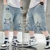 Boys Straight Denim Shorts Summer Children Casual Wide-leg Knee Length Pants Teenage Jean Short Trousers Kids Clothing 5-14 Year