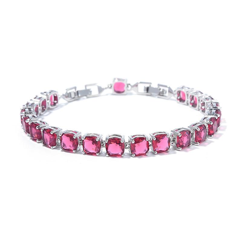 Bracelet Kaidimei Couleur Zircon Carré Femme Bijoux Haut de Gamme Multicolore