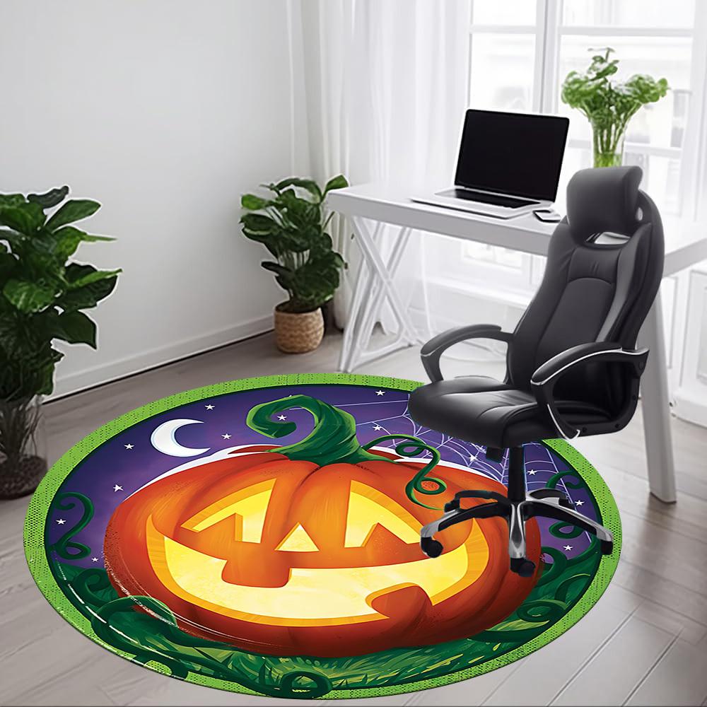 1pc Halloween Pumpkin Chair Carpet for Office Non-Slip, Lightweight, Machine Washable Rug for Office, Room - Holiday Decoryy251016008