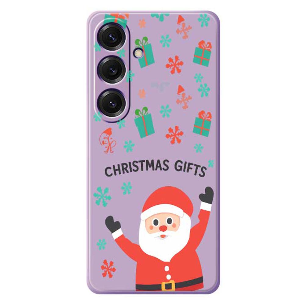 For Samsung Galaxy S25 Case Christmas Gifts Pattern Printing Straight Edge TPU Phone Back Cover