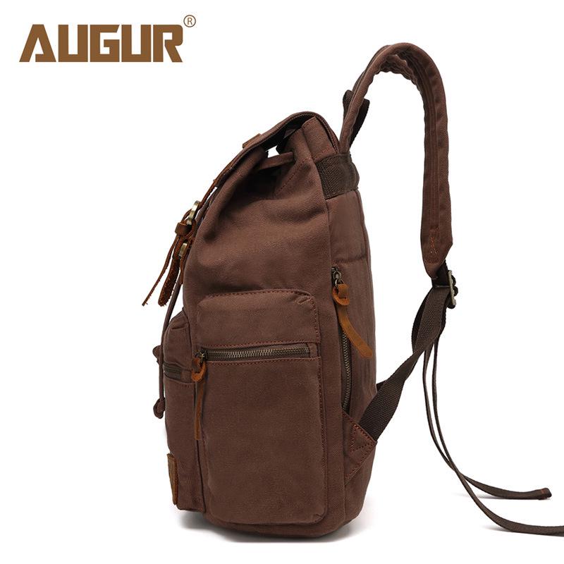 AUGUR Vintage Canvas Backpack for Men – Dual-Shoulder Laptop & School Bag