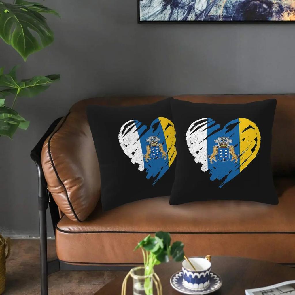 Spain Flag Oceano Canary Islands 2 Pcs Square Pillowcase Pillow Cover Cushion Zip Decorative Comfort Throw Pillow For Home