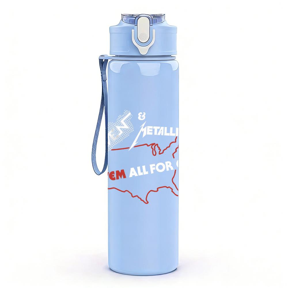 PC Winged angel figure monochrome sketch print 750ml colorful plastic sports water bottle leakproof pop up lid with straw for outdoor work home use