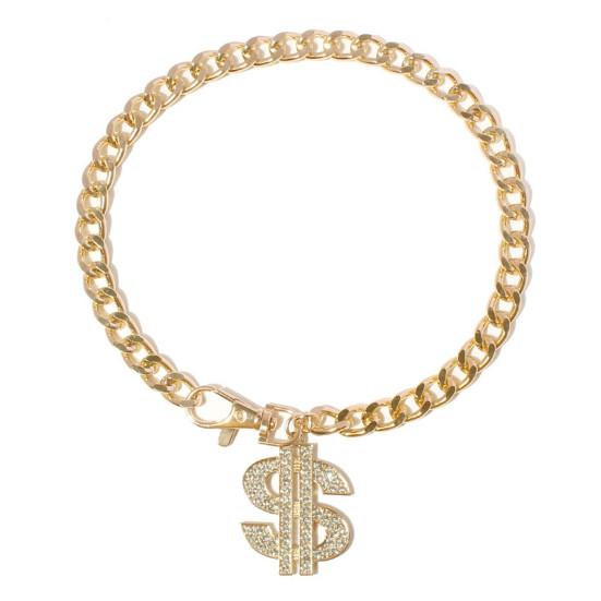 

Ожерелье для домашних животных, подвеска в виде доллара, декоративный антивыцветающий модный ошейник-цепочка на шею для собак золотистый