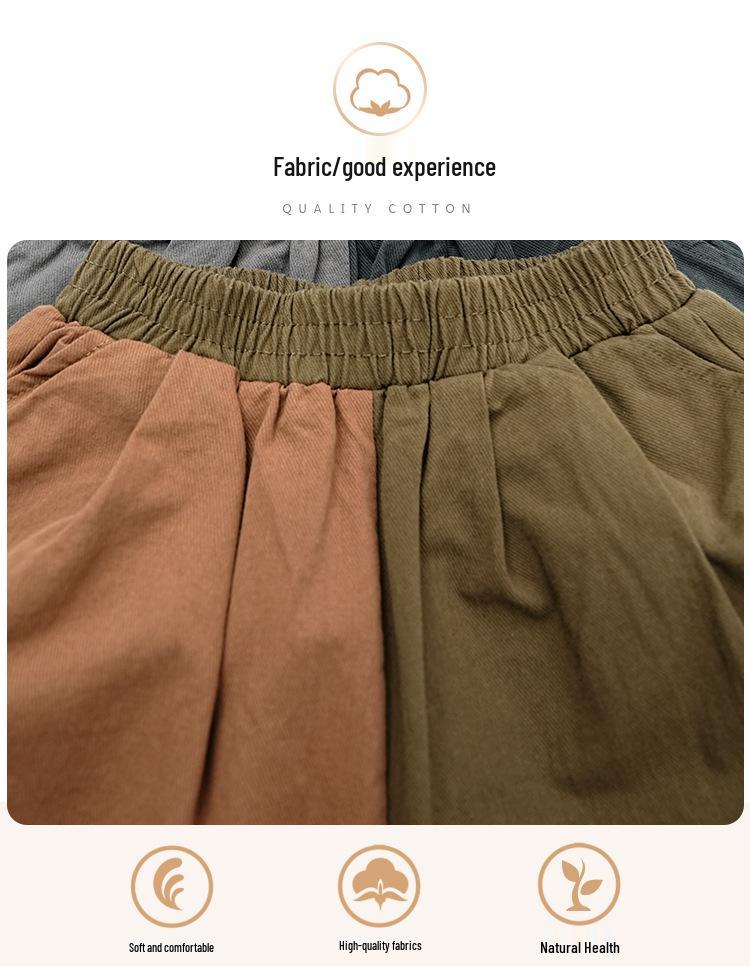 Kinder Baumwoll-Leinen Karottenhose: Frühling & Herbst Koreanischer Stil, Farbblockierte Freizeitkleidung für Kleinkinder & Kinder