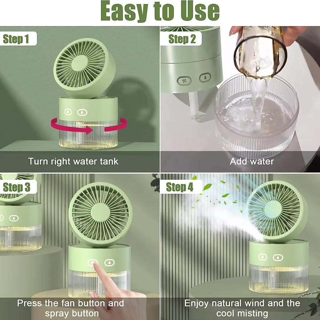 Mute High Capacity Portable USB Rechargeable Mini Fan Desktop Humidifier Water Spray Fan Folding Air Cooling Fan