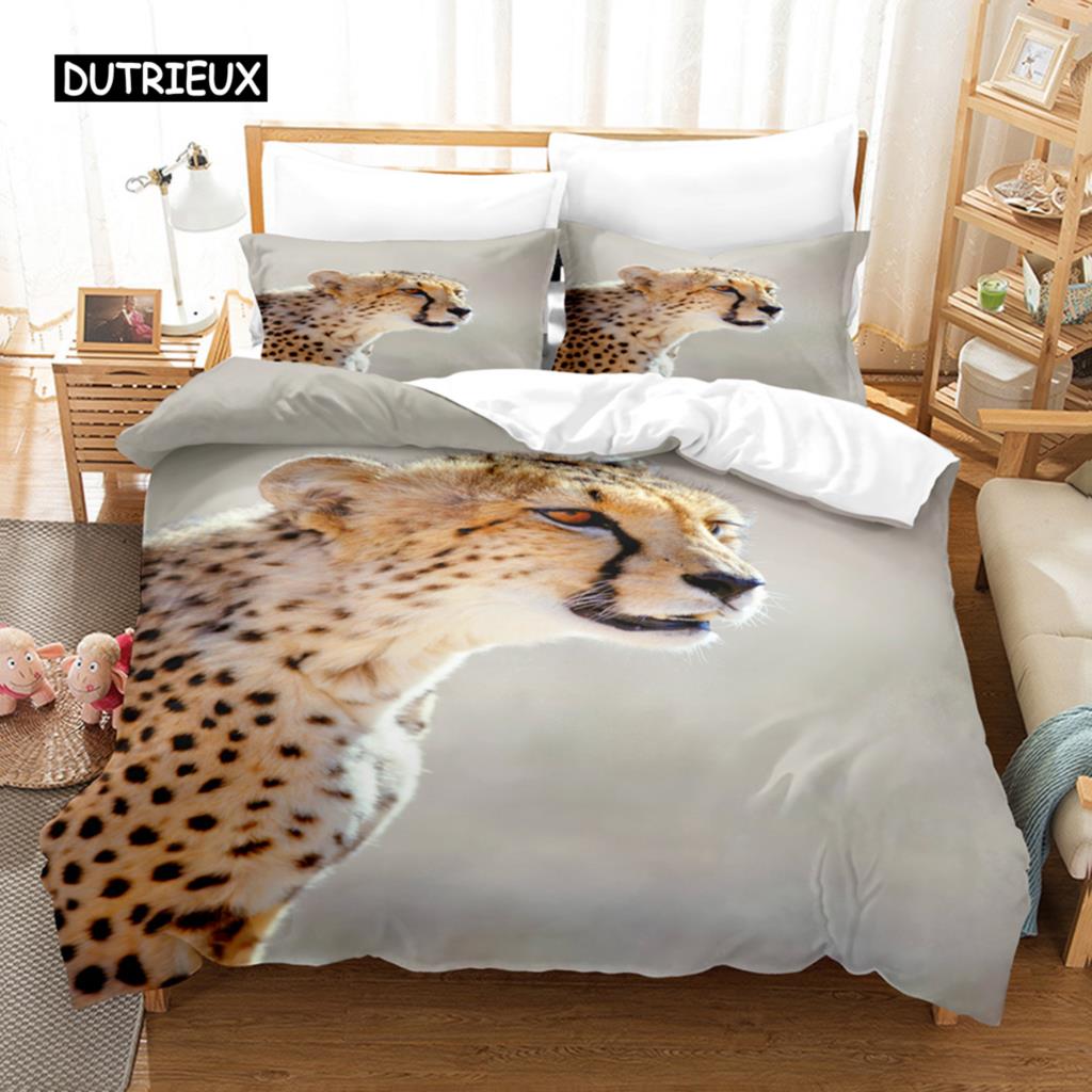 

Пододеяльник с тигром King Wild Theme Twin Комплект постельного белья с рисунком животных Декор Пододеяльник из микрофибры Пододеяльник с изображением животных EU single(135x200cm)