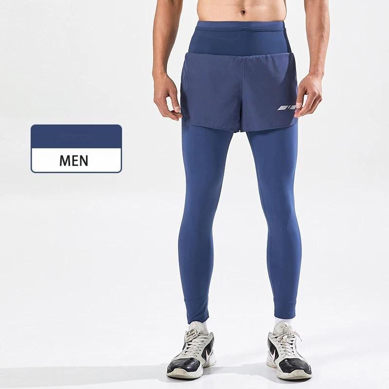

Мужские быстросохнущие двухкомпонентные спортивные брюки для бега с 5 карманами XL синий