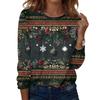 Women's Fashion Casual H Printed V-Neck Long Sleeve Decorative Button T-Shirt Tops