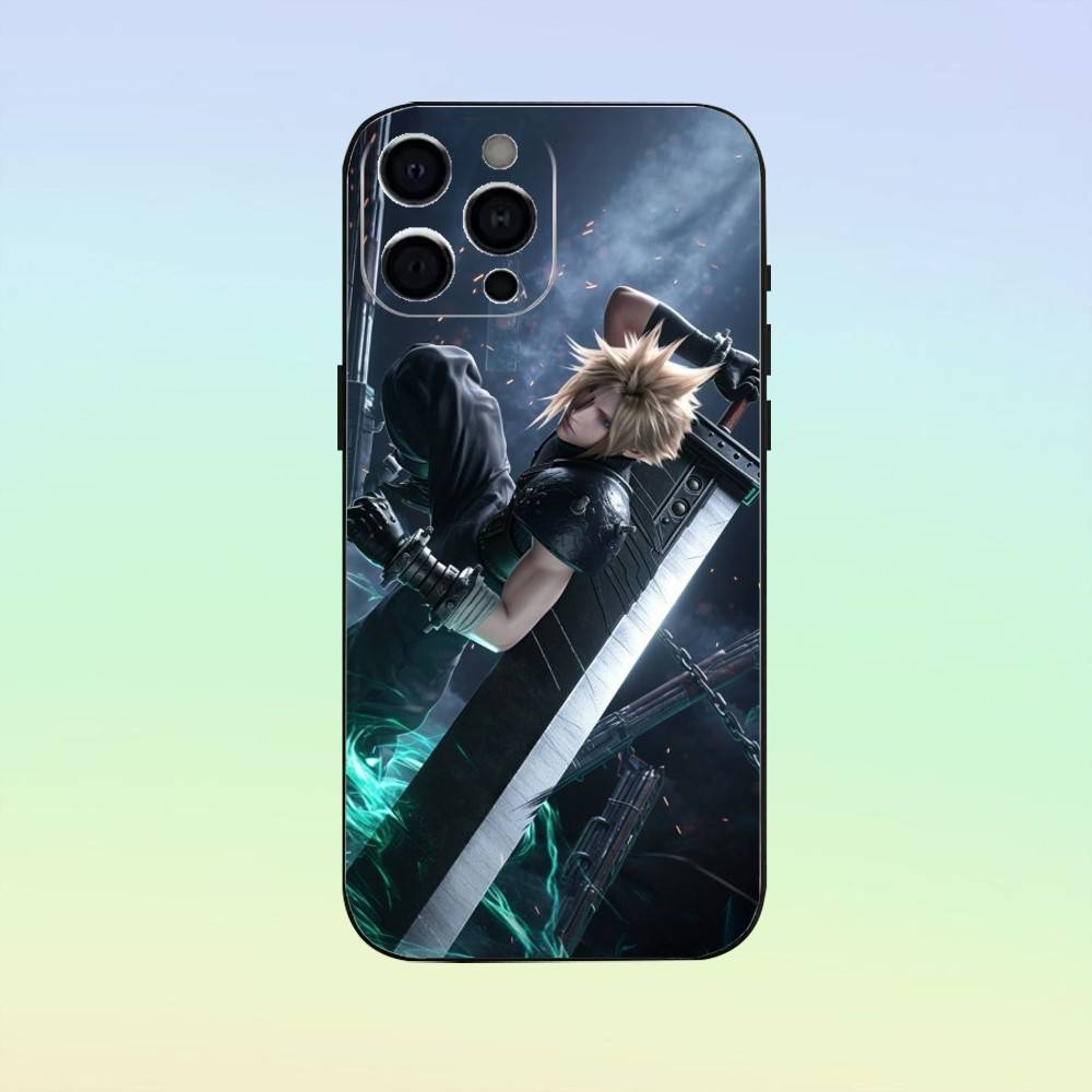 F-Final F-Fantasy V-VII Cloud Phone Case For iPhone 17, 16,15,14,13,12,11, Others Soft Silicone Black Cover