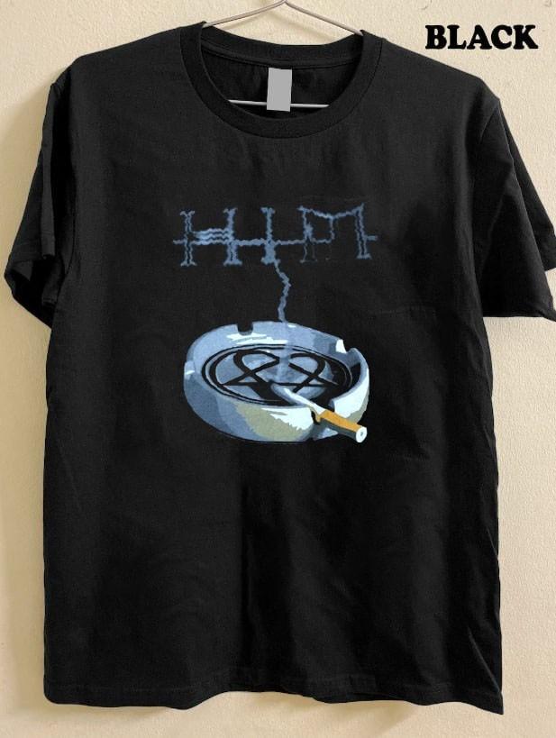 Vtg Him Cigarette Ashtray cotton black short sleeve t-shirt QT6929 Unisex T-Shirt XL