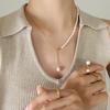 European Luxury Freshwater Pearl & Gold-Plated Titanium Snake Chain Adjustable Necklace