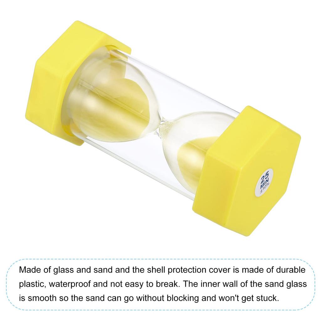 PATIKIL 25-Minute Sand Timer, Hexagonal Small Hourglass with Plastic Cover, Countdown, Sand, Glass, Game, Kitchen, Party Favors, DIY Decoration,