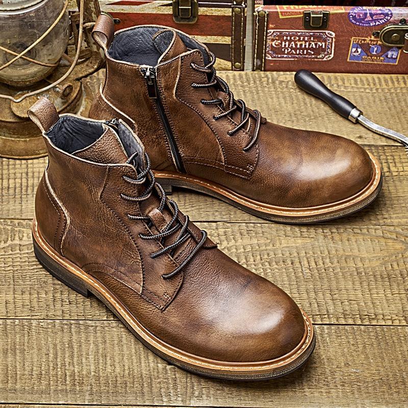 Leather Martin boots Men's British leather boots High-top leather shoes Handmade retro boots Men's cowhide boots Tooling boots Short boots Tide