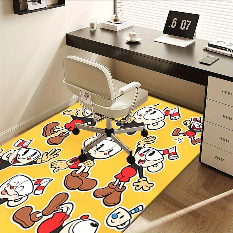 1ks Cuphead, Mugman, Kancelářský koberec ve stylu art, Měkký polyester, Protiskluzový, Lze prát v pračce, Koberce do interiéru Li