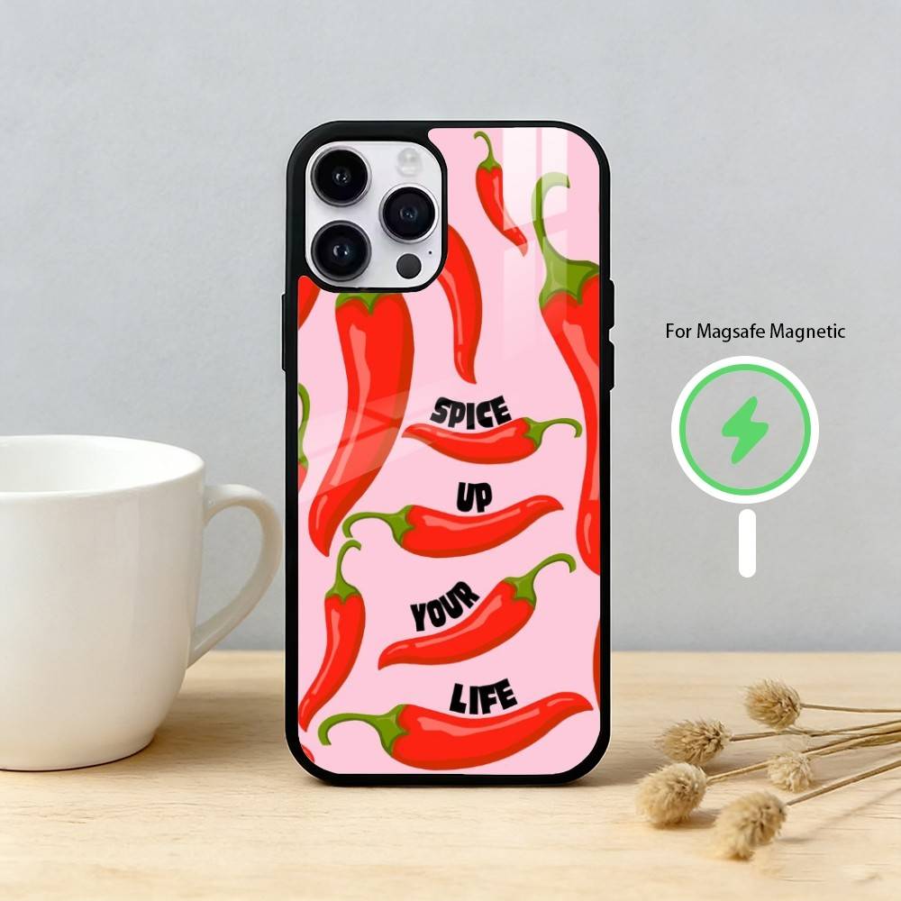 love red chili Phone Case For iPhone 17 16 15 14 13 12 Pro Max Plus for Mirror Wireless Magnetic Cover