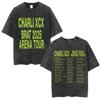 Charli Xcx Brat Arena Tour Ausgewaschene T-Shirts Herren Damen Mode Popmusik T-Shirts Baumwolle Vintage T-Shirt Übergroß Streetwear