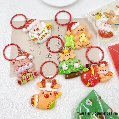 Handmade Christmas Cartoon Resin Keychain Pendant