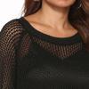 Autumn and Winter Women's Hollow Out Sexy See-through Black Mesh Woven Jumper Solid Colour Dresses