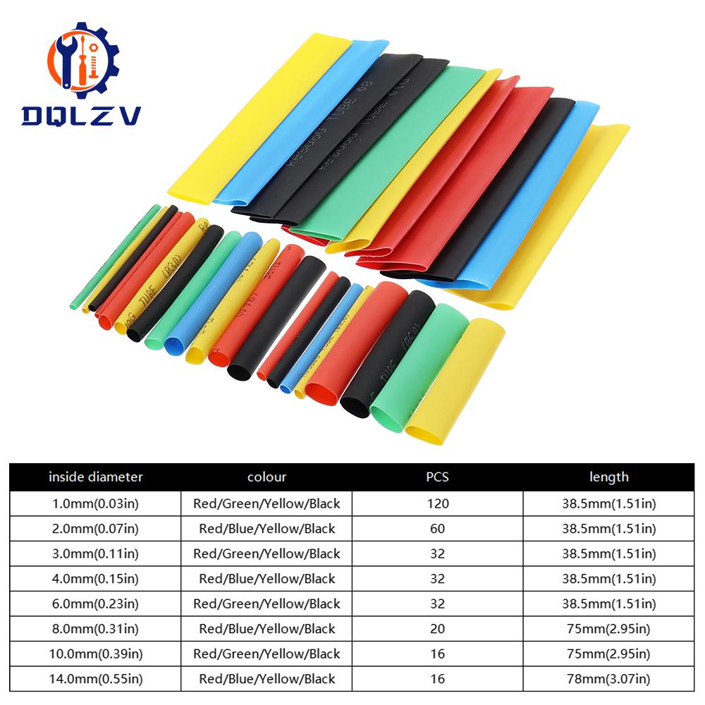 530/328/164/127pcs Heat Shrink Tube 2:1 Shrinkable Wire Shrinking Wrap Tubing Wire Connect Cover Protection