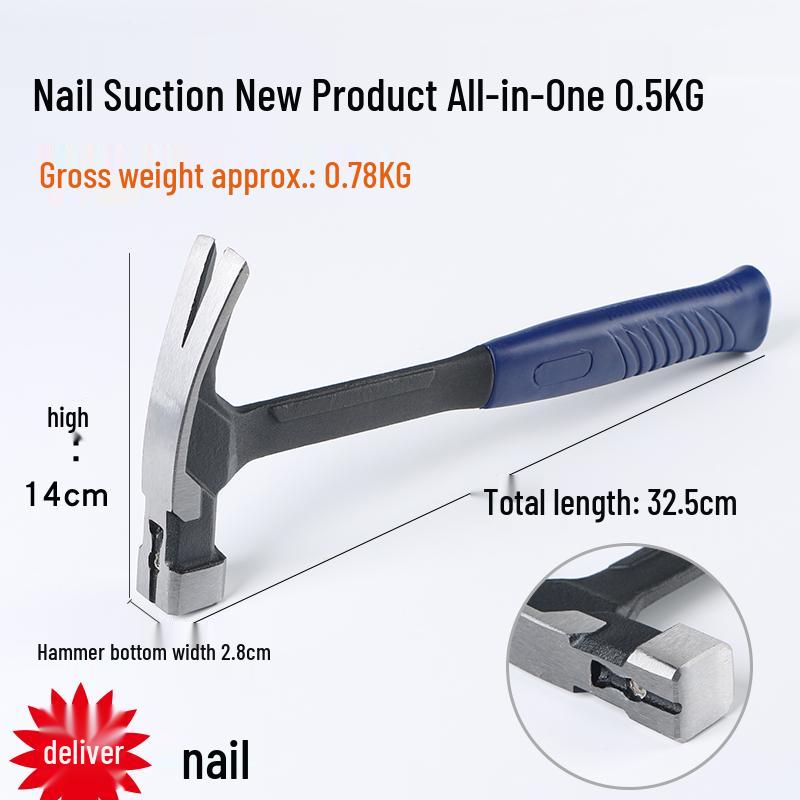 Multi-Function Claw Hammer with Nail Puller for Household, Woodworking, and Electrical Use