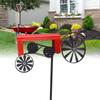 Tractor Wind Spinner Vintage Turning Wheels Metal Outdoor Stake Windmill Decoration For Flower Bed Lawn Garden Red