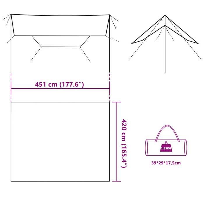 VidaXL Camouflage Camping Tarp 451x420 Cm Waterproof, Tarp, Waterproof Tarp, Lightweight Camping Tarp, Shelter Tarp, 4009605