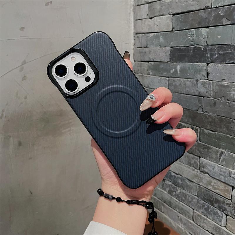 Applicable To iPhone17ProMax Carbon Fiber Sticker, Borderless Mobile Phone Case, Apple 16Pro Magnetic Protective Case