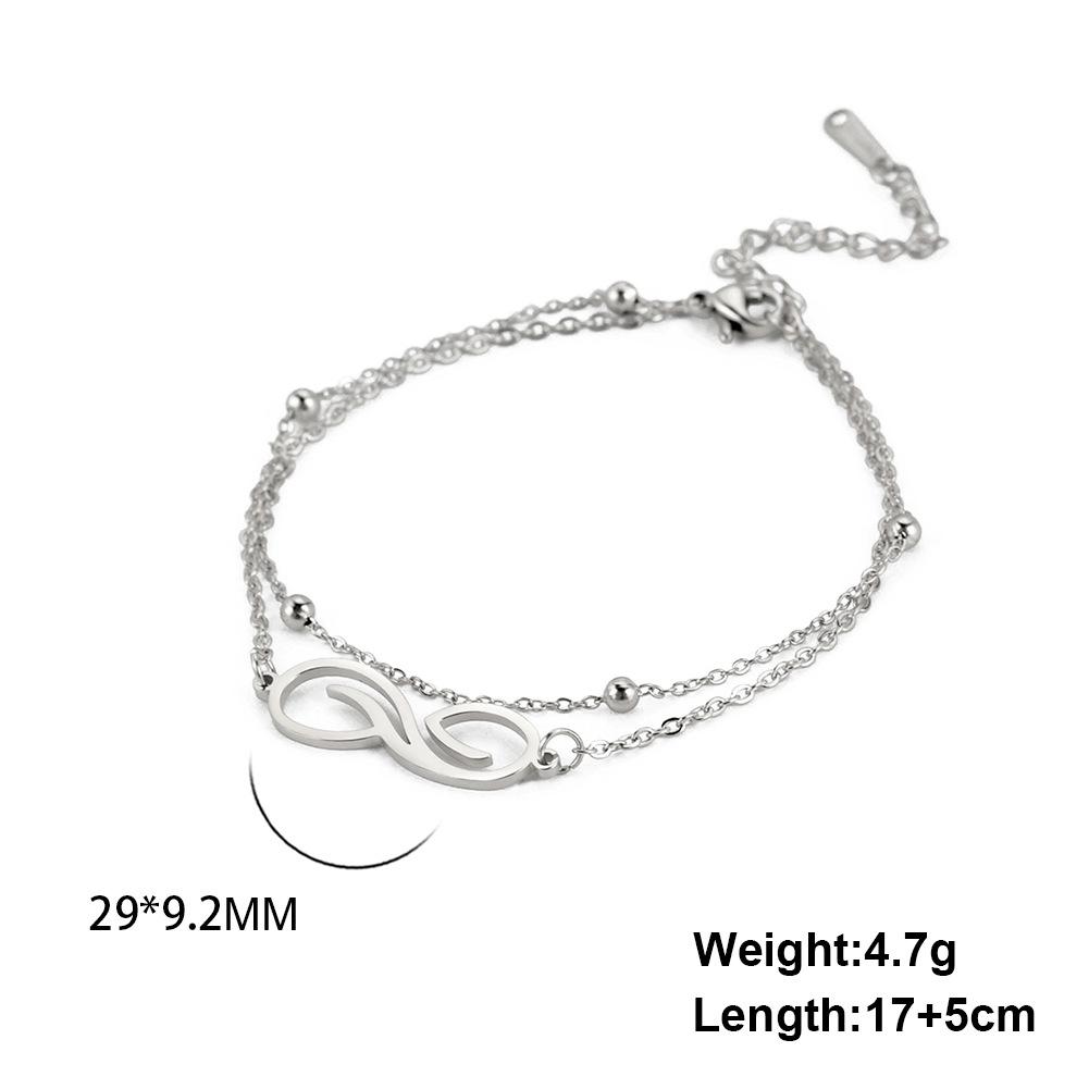Double Layer Titanium Steel Cross Bead Bracelet With Infinity Symbol Pendant