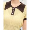 Qiu Shui Yi Ren Women's Contrast Lapel Knit Short Sleeve Top