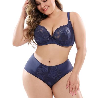 Seksowny komplet biustonoszy Ultra cienki biustonosz E Cup i komplet majtek koronkowy haft komplet bielizny 36E-46E komplet bielizny damskiej plus size