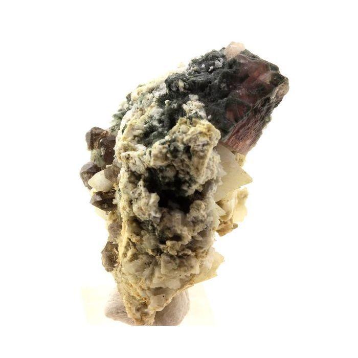 Pierres et Minéraux. Fluorite rose + Adulaire. 205.9 ct. Massif du Mont-Blanc, France..