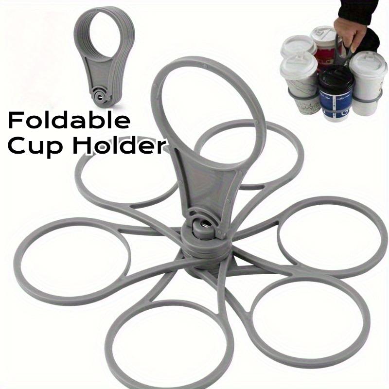 Foldable 6-Cup Carrier Rotating Party Wine Cup Tray Plastic Handheld Coffee Cup Stand Portable KTV Cocktail Milk Tea Cup Holder