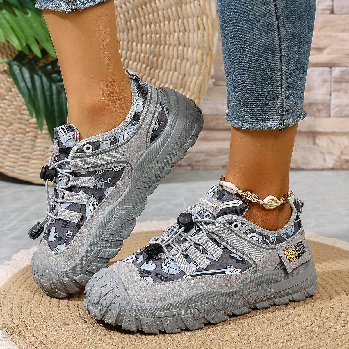 

Fashion Women Sneakers High Quality Thick Sole Fashion Comfortable Sneakers Women Non-slip Breathable Casual Sports Women Single Shoes 36 серый