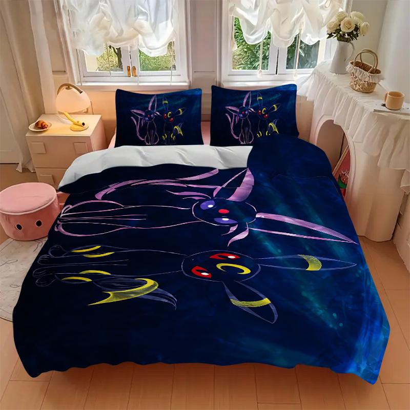 3Pcs Eevee Evolution Mystery Bedding Set Soft Fabric Duvet Cover Pillowcases Home Christmas Xmas Halloween Gift 1 Duvet Cover 2 Pillowcase Y1222