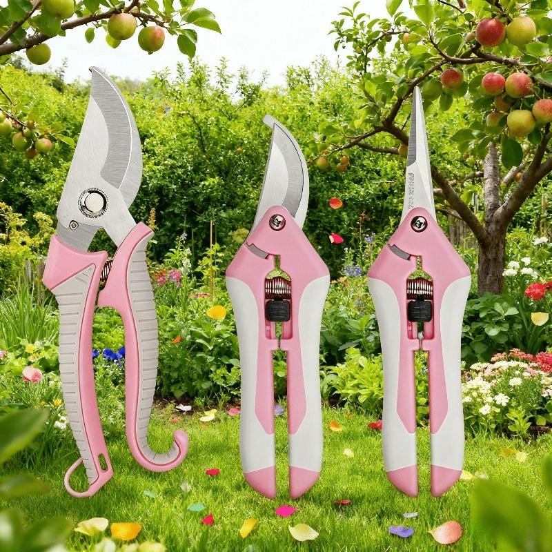 Автоматические садовые секаторы с пружинным возвратом, многофункциональные ножницы для обрезки плодовых деревьев/ветвей с лезвием из нержавеющей стали и эргономичной ручкой