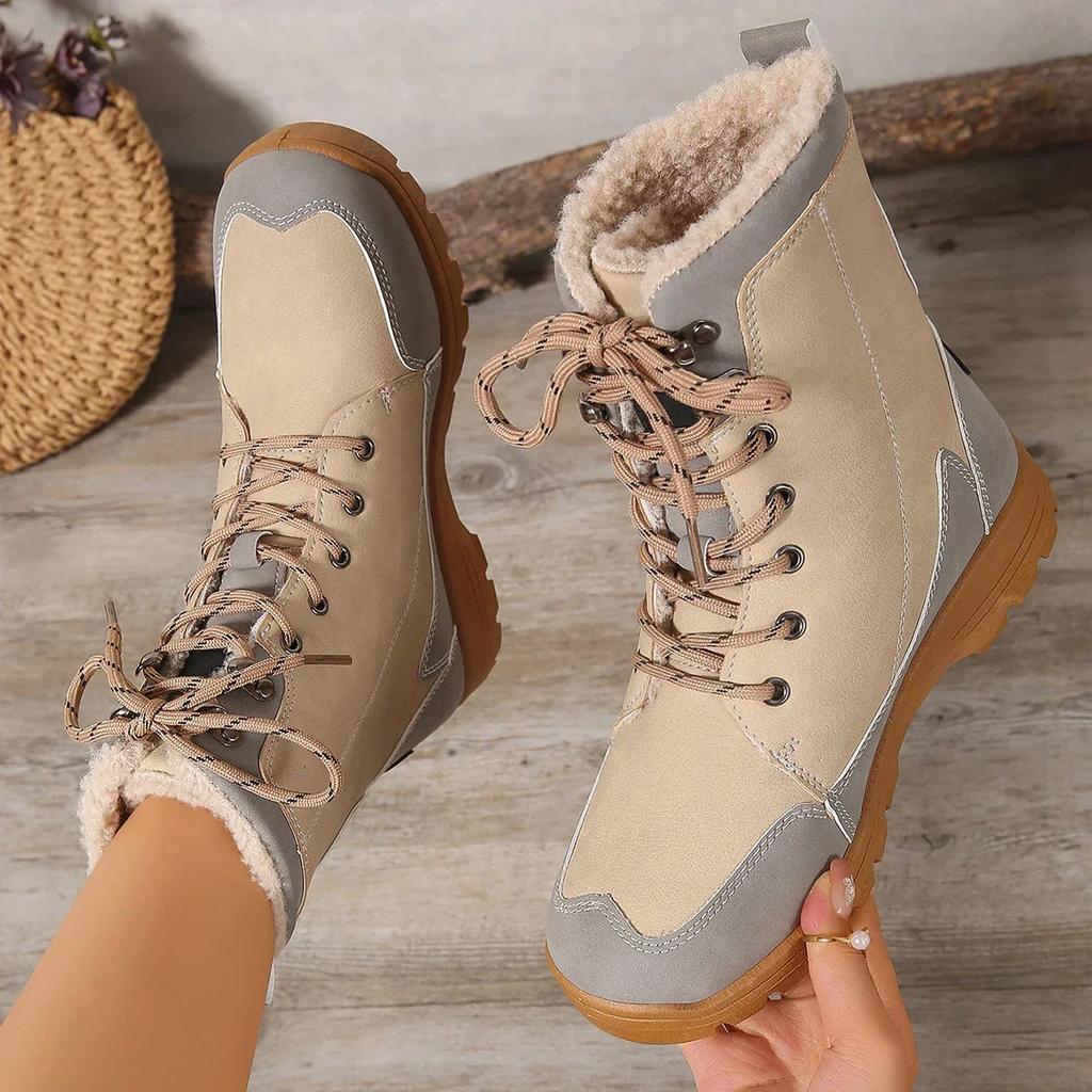 Fashion Women Flats Ankle Boots Short Plush Warm Cotton Shoes Winter Outdoor Casual Sneakers 2024 New Hiking Travel Snow Botas Mujer