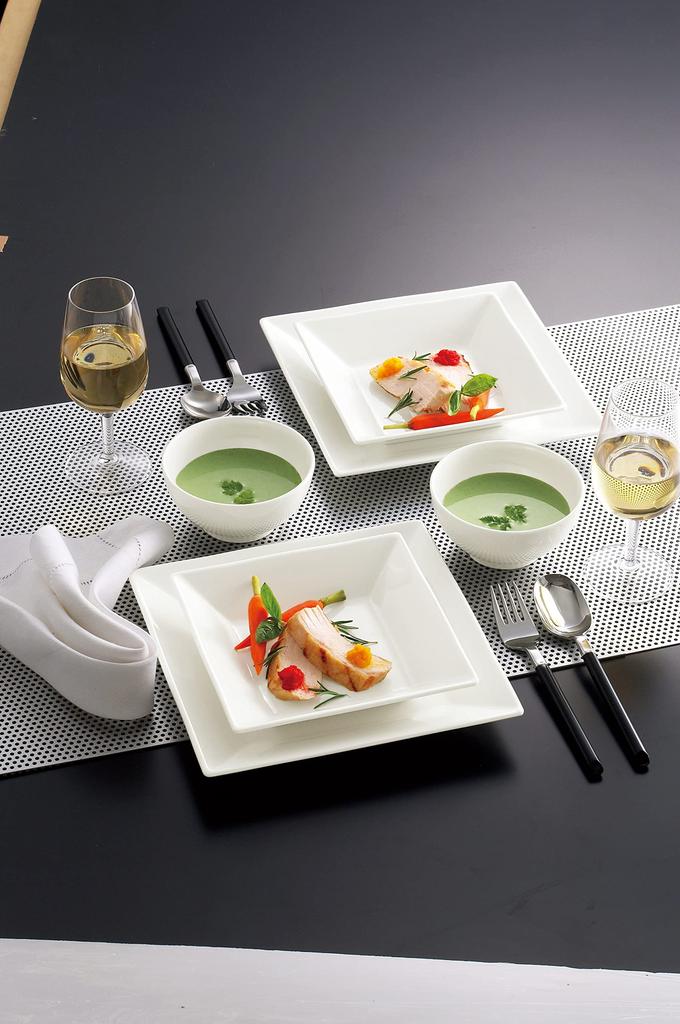 MARUKEI Quadratischer Teller 25cm Quadratischer flacher Teller Weiß Hergestellt in Japan Unzerbrechlich Spülmaschinenfest Stapelbar E109 IWC 10-teiliges Set / "Crysta" [Gewerblich