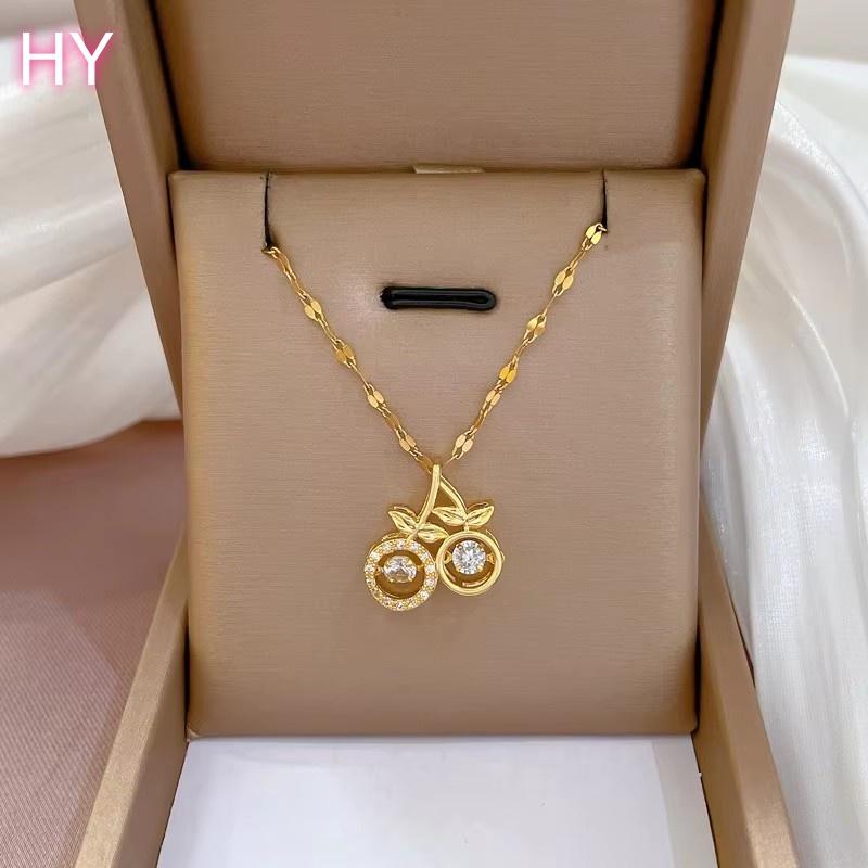 HY Dainty 18K Gold Plated Stainless Steel Pendant Necklace Women Necklace Jewelry 40+5cm золотой