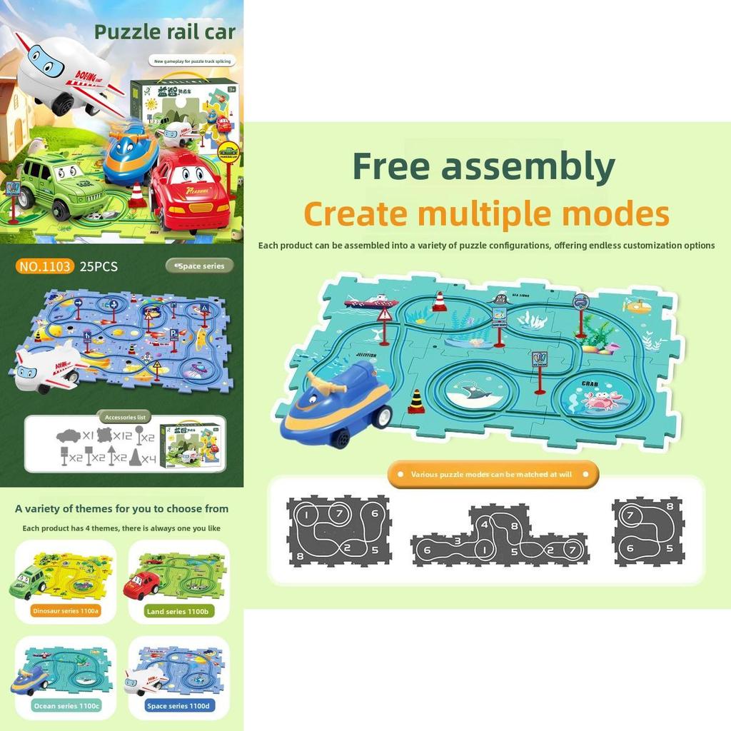 Kinder DIY Puzzle-Bahn Auto Set Spielzeug für kreatives Spielen Geschenk
