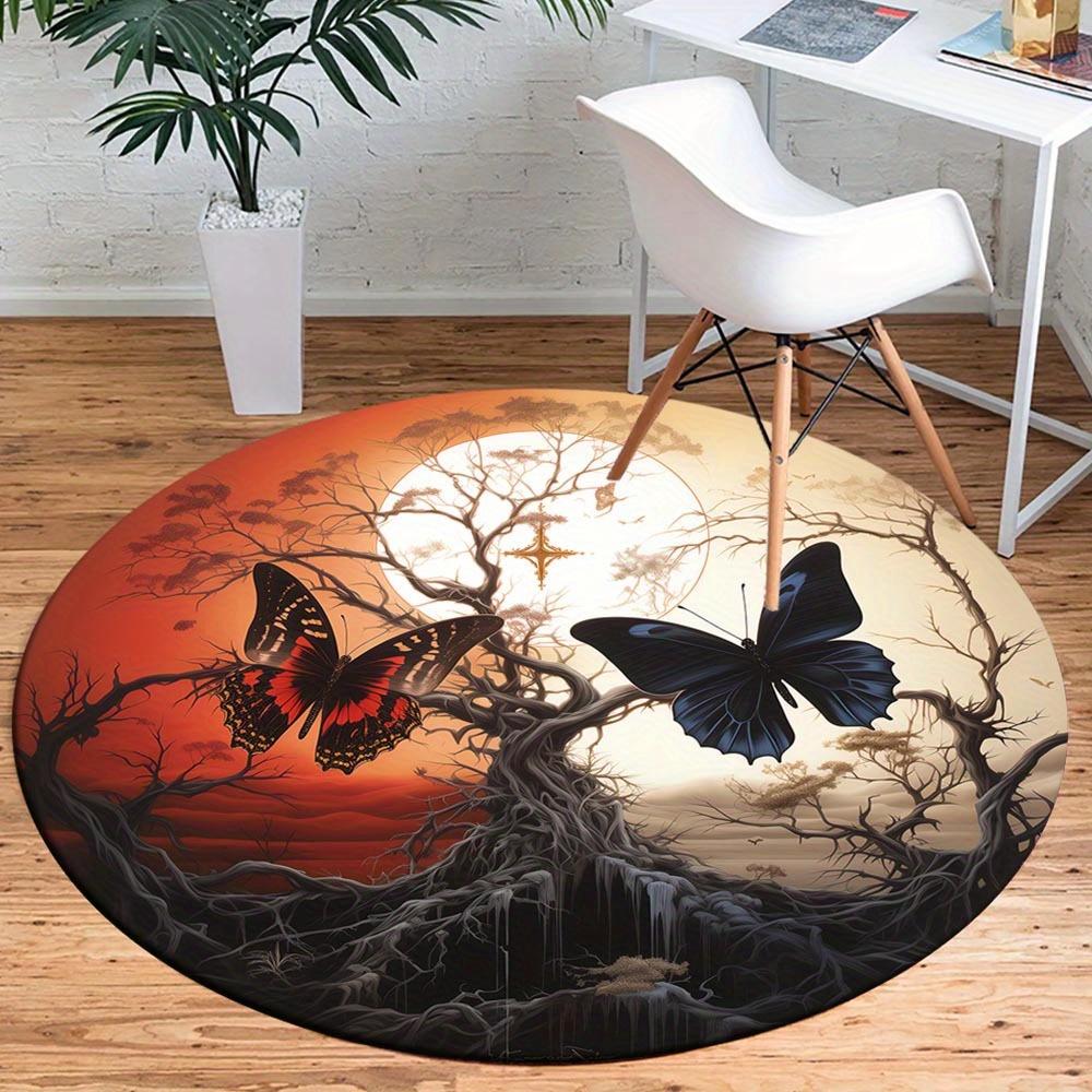 

1pc Retro 1433578561 Pattern Round Floor Mat, Non-slip for Living Room Bedroom Chair Carpets Home Decor Gifts, Home Decor Room Decor Outdoor 80cm by 80cm