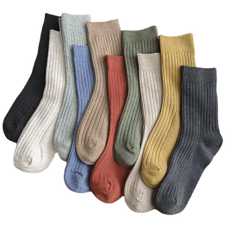 Korean & Japanese Style Women's Mid-Calf and Over-the-Knee Solid Color Socks for Autumn/Winter