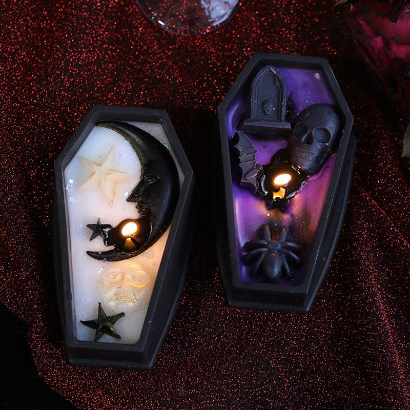 1PC Soybean Wax Blend Horror Gifts Black Party Aromatherapy Candles Halloween Tombstone Halloween Candles Home Decor 3 Styles