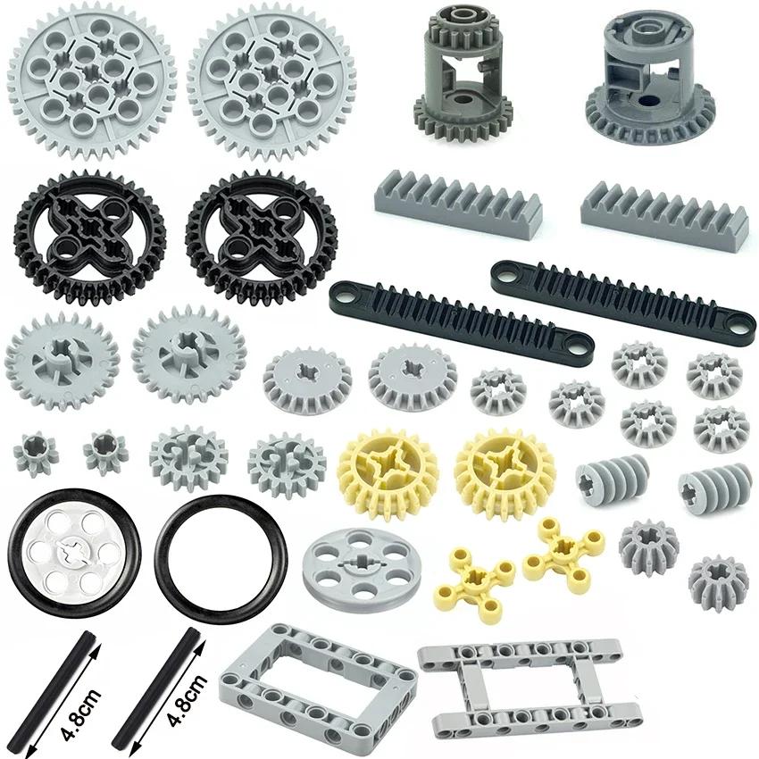 MOC Technical Parts Gear Liftarm Cross Axles Pin Beam Panel Car Building Blocks Kid Toys Bulk Compatible with Gear Bricks Leduo