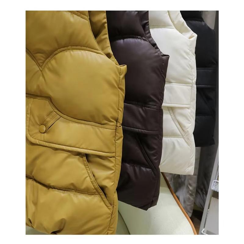 Down Vest Women Autumn Winter Fashion Stand Collar All-Match Warm Sleeveless Waistcoat Jacket Ladies