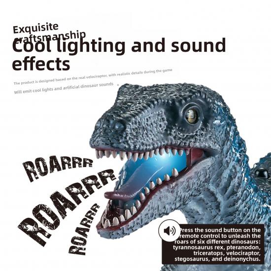2.4G RC Rampaging Velociraptor, Realistic 4-Channel USB Rechargeable Electric Walking Infrared Dinosaur Toy Model