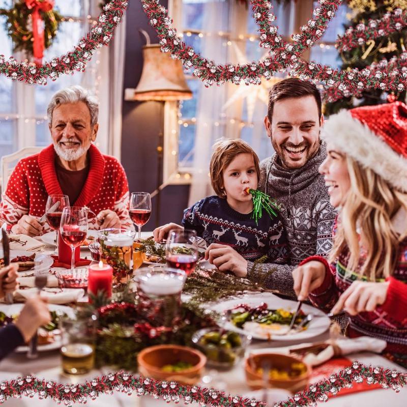 2M Christmas Tinsel Ribbons Indoor Party Decor Diy Christmas Tree Home Bar Decoration Santa Claus Ribbons Wreath Decor Ornaments